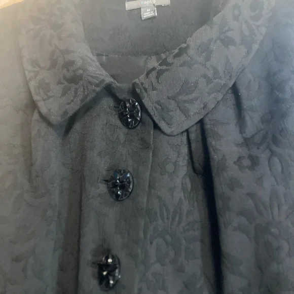 Apt. 9 Black jacquard damask Swing Coat Baby Doll Medium - Picture 2 of 14